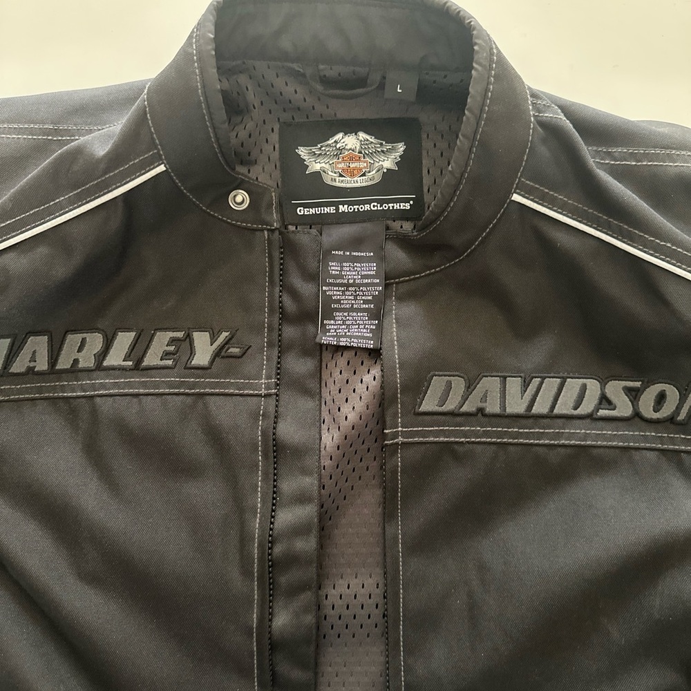 Harley-Davidson Black Motorcycle Field Jacket with Gray Accents - Picture 4 of 4